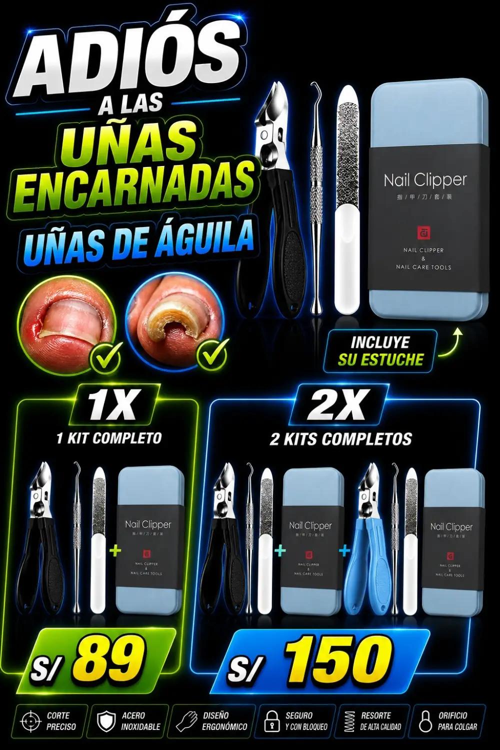 Contenido del kit y las dos opciones de cantidad